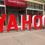 red Yahoo signage on street