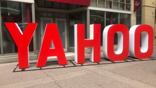 red Yahoo signage on street