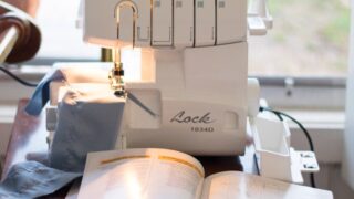 a sewing machine sitting on top of a table