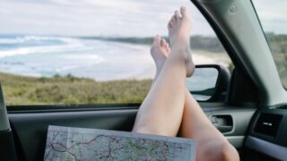 woman holding map